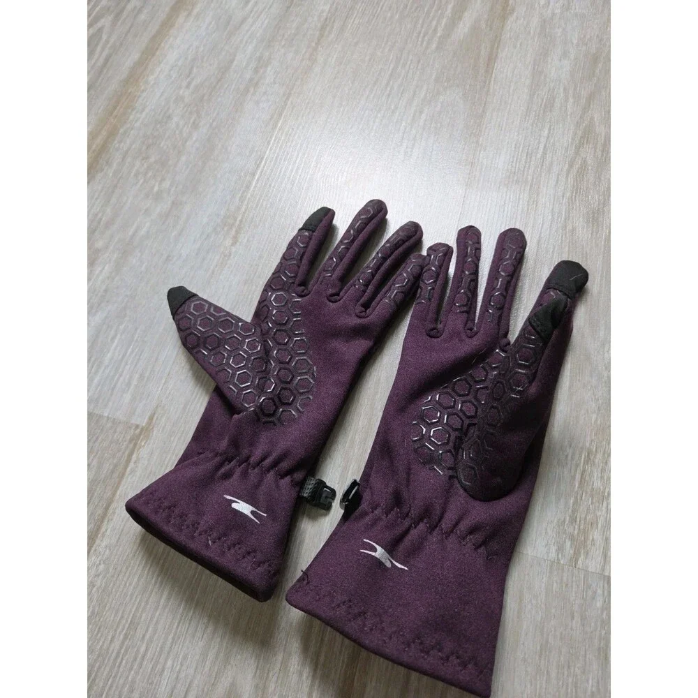 Crane Womens Running Gloves L Purple Fleece Lined Touchscreen Grip Warm Stretch